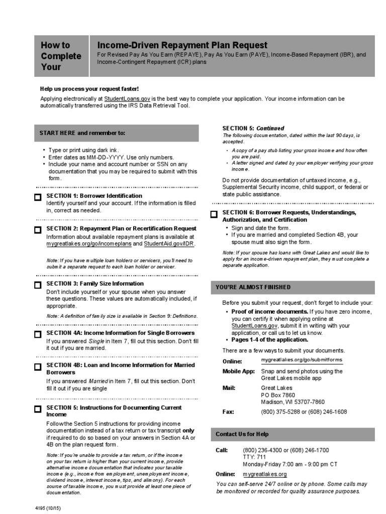 Income Driven Repayment Form | PDF | Loans | Debt