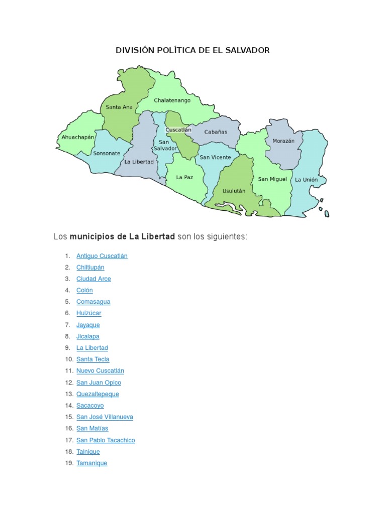 División Política de El Salvador PDF Deportes Agitación