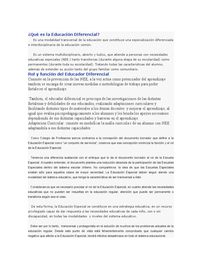 Qué Es La Educación Diferencial | PDF | Educación especial | Epistemología