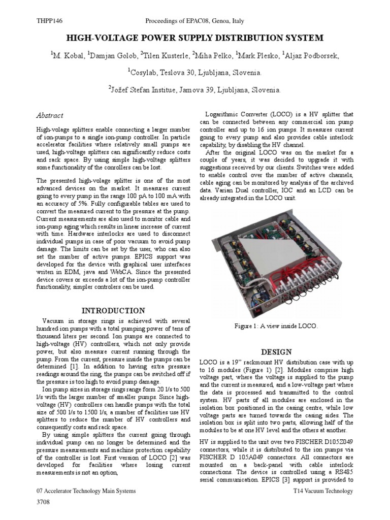 High Voltage Power Supply Distribution System Vacuum Pump High Voltage Power Supply Distribution System Vacuum Pump