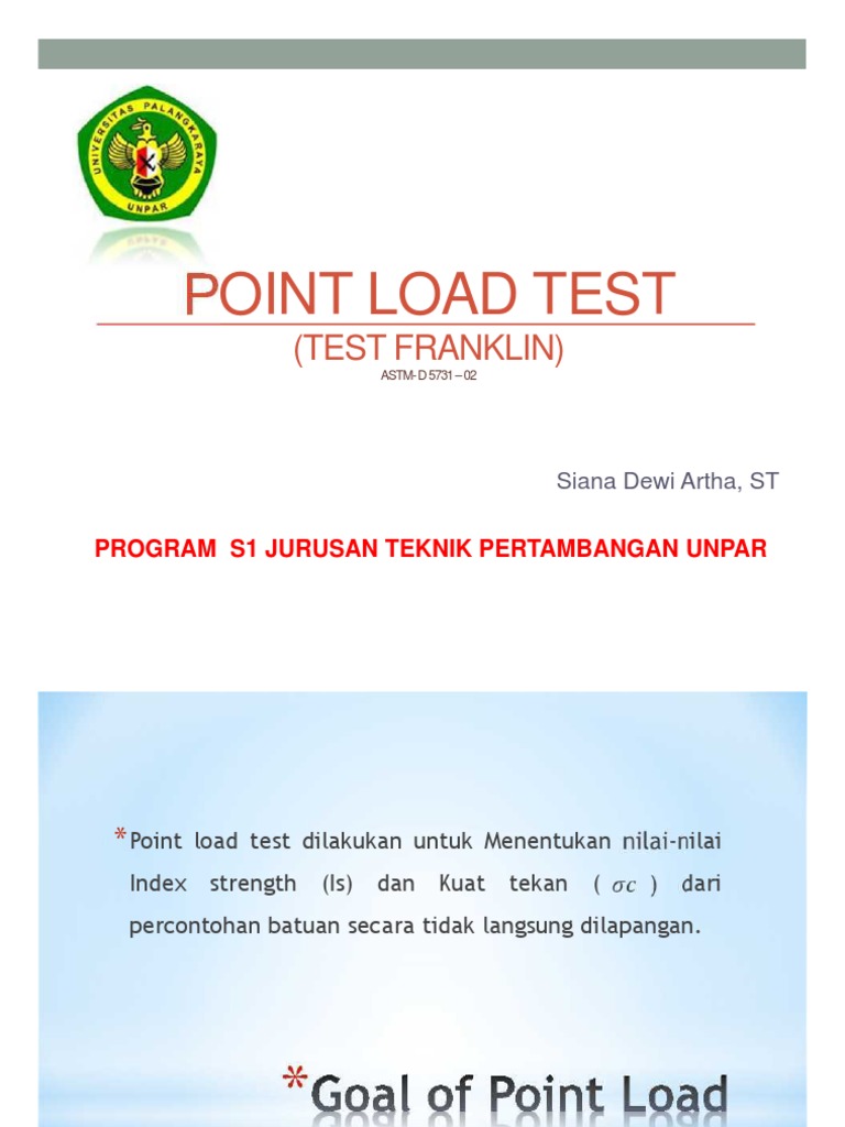 Indeks Nilai Point Load Test UNPAR | PDF