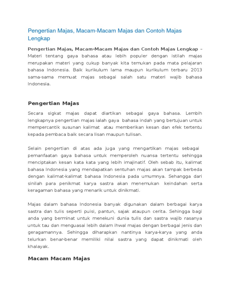 Pengertian Majas