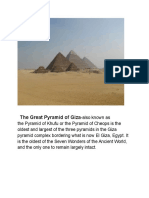 Pyramids Giza Pyramid Complex El Giza Egypt Seven Wonders of The Ancient World