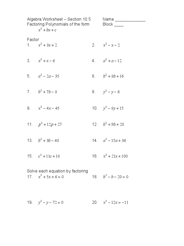 Worksheets Factoring Ax2 Bx C Worksheet factoring ax2 bx c worksheet answers womackmath 1st and 6th hour trinomials a greater than 1 worksheets