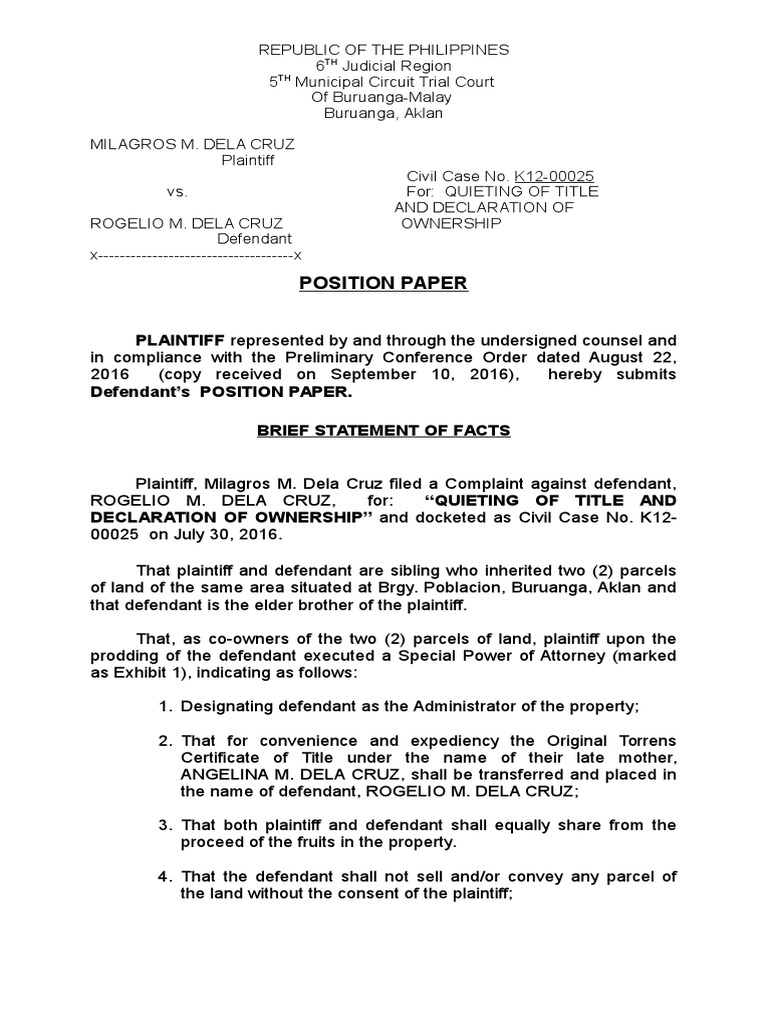 Position Paper Sample | PDF