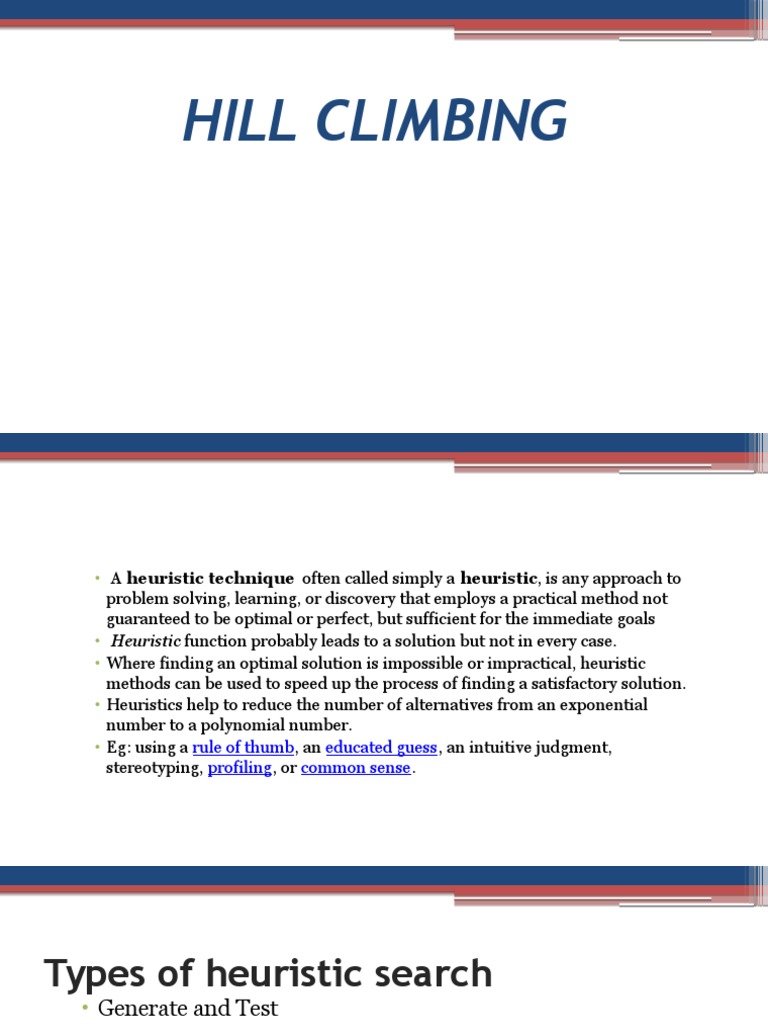 Hill Climbing | PDF | Heuristic | Mathematical Optimization
