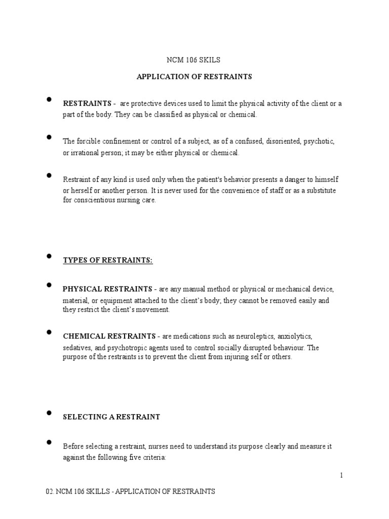 Guidelines for Applying Restraints in Nursing | PDF | Knot | Major Trauma