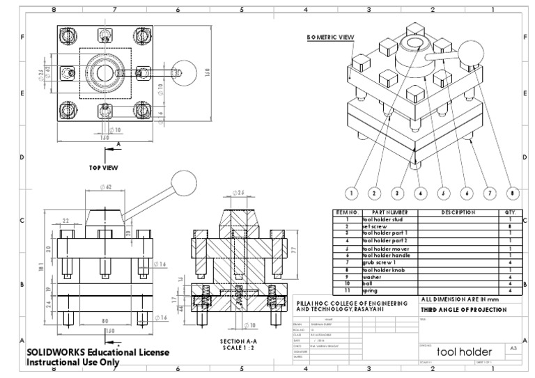 Tool Holder Assembly Drawing | PDF | Technology & Engineering