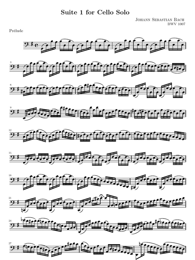 Johann Sebastian Bach Cello Suite 1