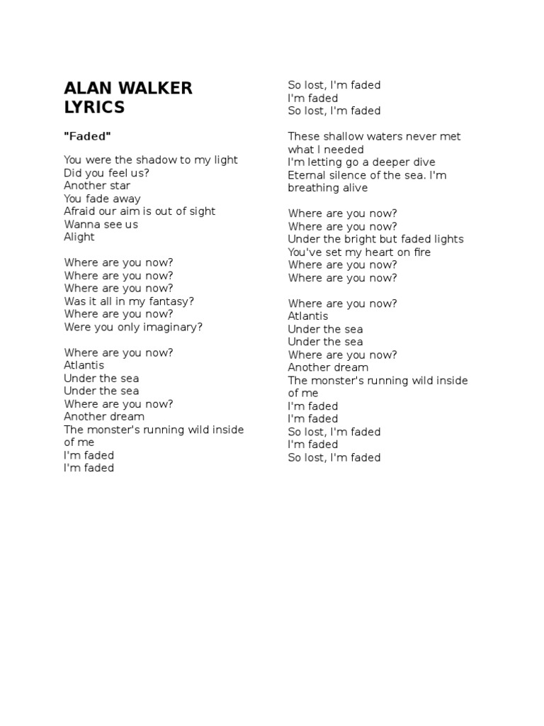 Alan Walker Lyrics: 