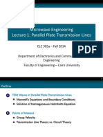 Microwave Engineering Lecture 1: Parallel Plate Transmission Lines