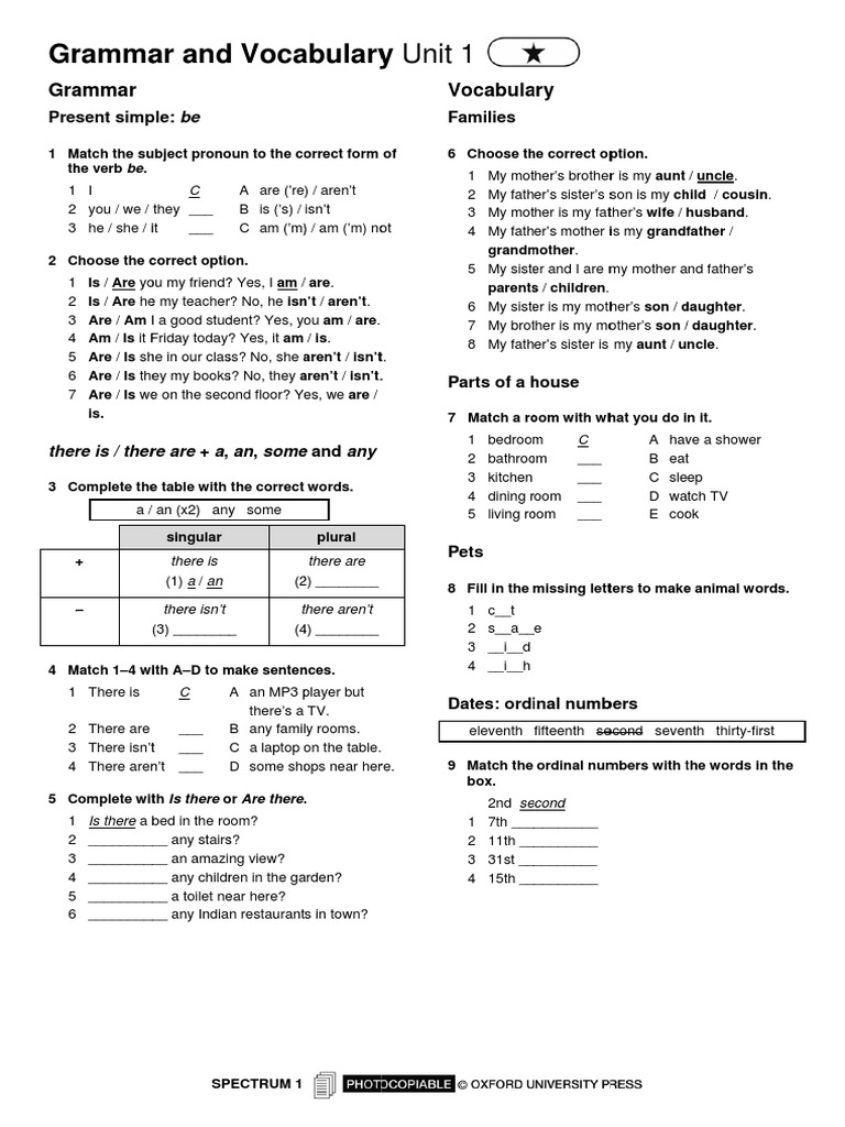 English Grammar and Vocabulary Exercises | PDF