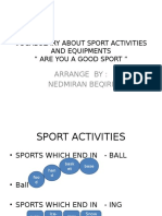 Vocabulary About Sport Activities and Equipments