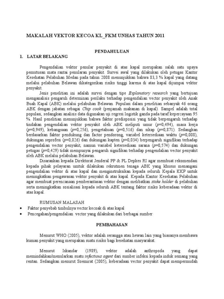 Makalah Vektor Kecoa Kl