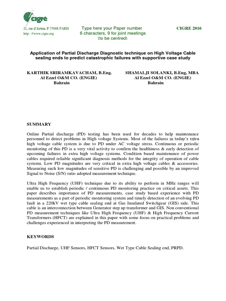 Partial Discharge Monitoring in HV Cables | PDF | Electrical ...