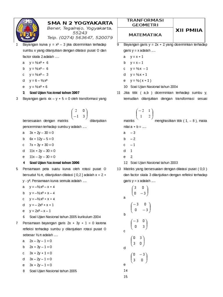 21+ Contoh Soal Refleksi Terhadap Sumbu X=H