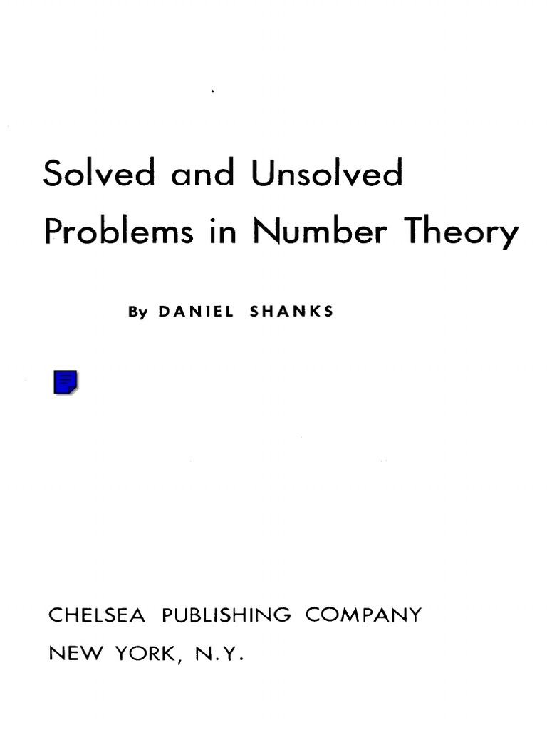 Solved and unsolved problems in number theory daniel shanks pdf pdf