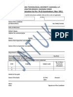 Application For Registration For Pre-Ph.D Examinations, May - 2011