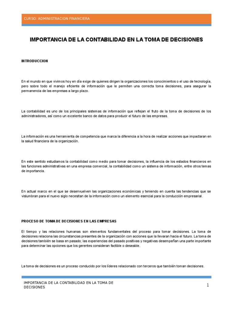 Contabilidad y Toma de Decisiones Empresariales | PDF | Toma de ...