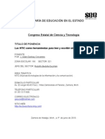 Ponencia de Lectoescritura, Congreso de Ciencia y Tecnología, Morelia 2010