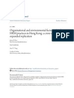 Organisational and Environmental Factors Related To HRM Practices in Hong Kong: A Cross-Cultural Expanded Replication