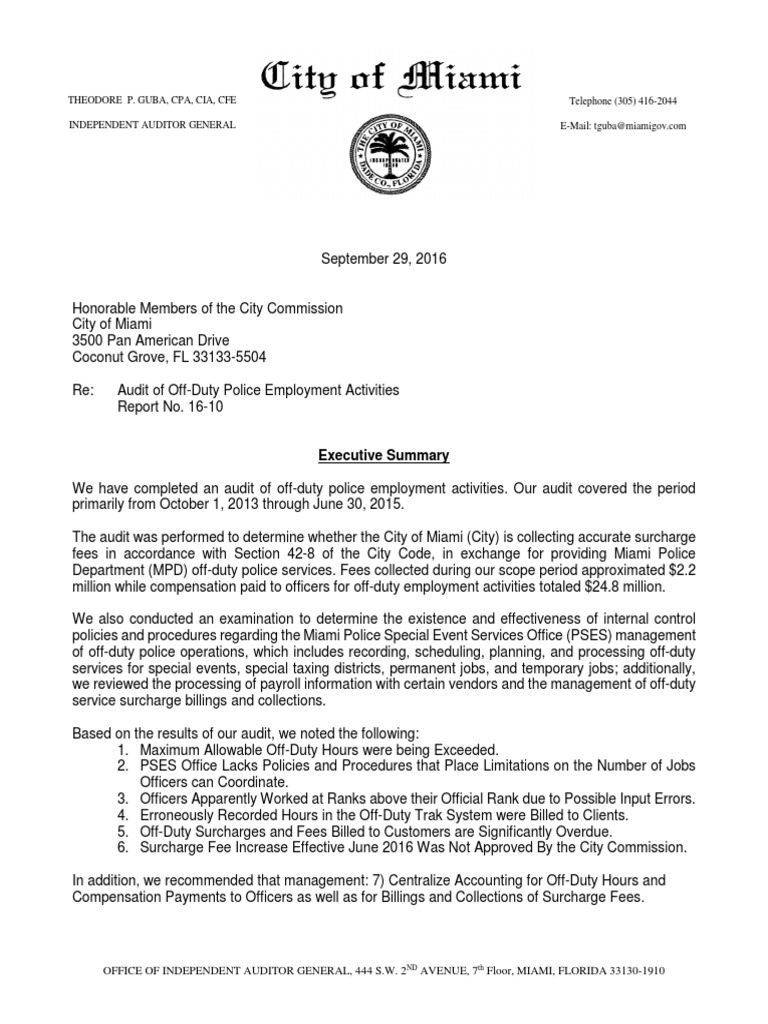 OffDuty Police Employment Activities Report No. 1610 FINAL