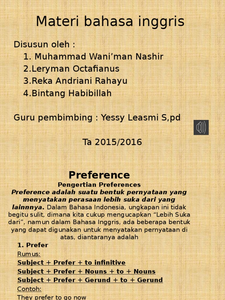 Preferences Semantics Grammatical Conjugation