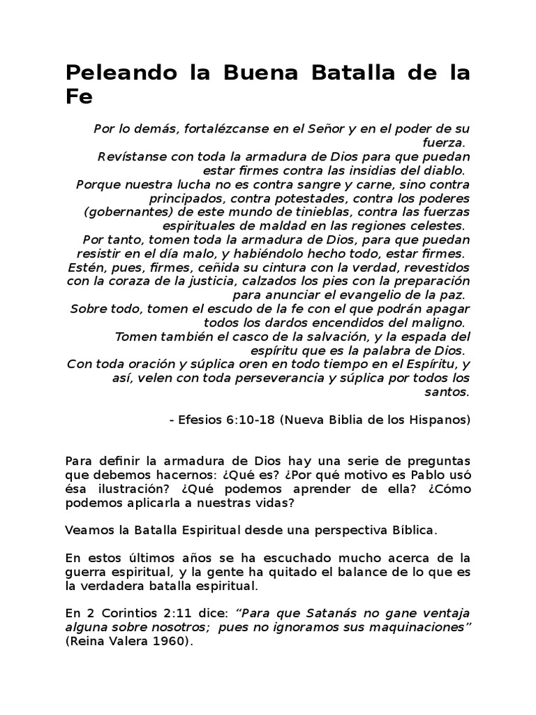 Peleando la Buena Batalla de la Fe | PDF | Diablo | Fe