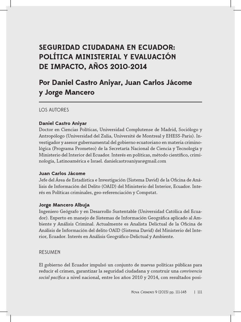 Evaluación de Seguridad Ciudadana en Ecuador | PDF | Policía | Ecuador