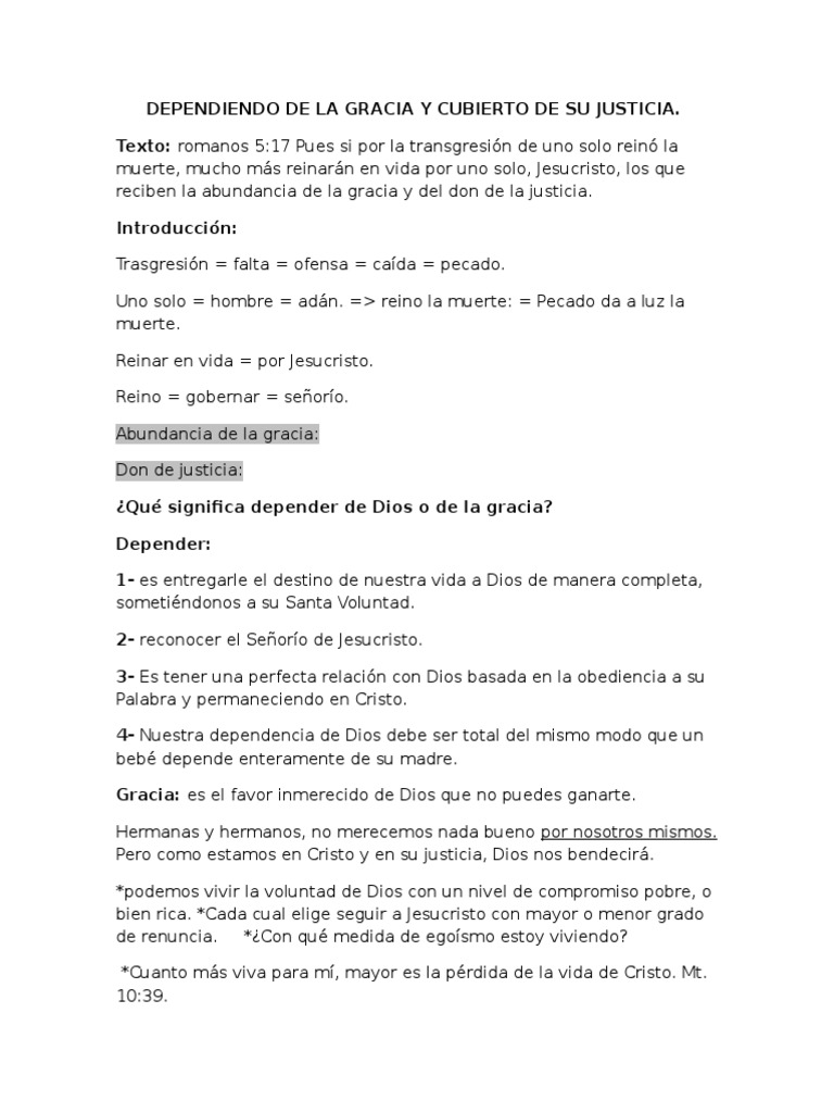 Dependiendo de la Gracia de Dios | PDF | Cristo (título) | Gracia divina