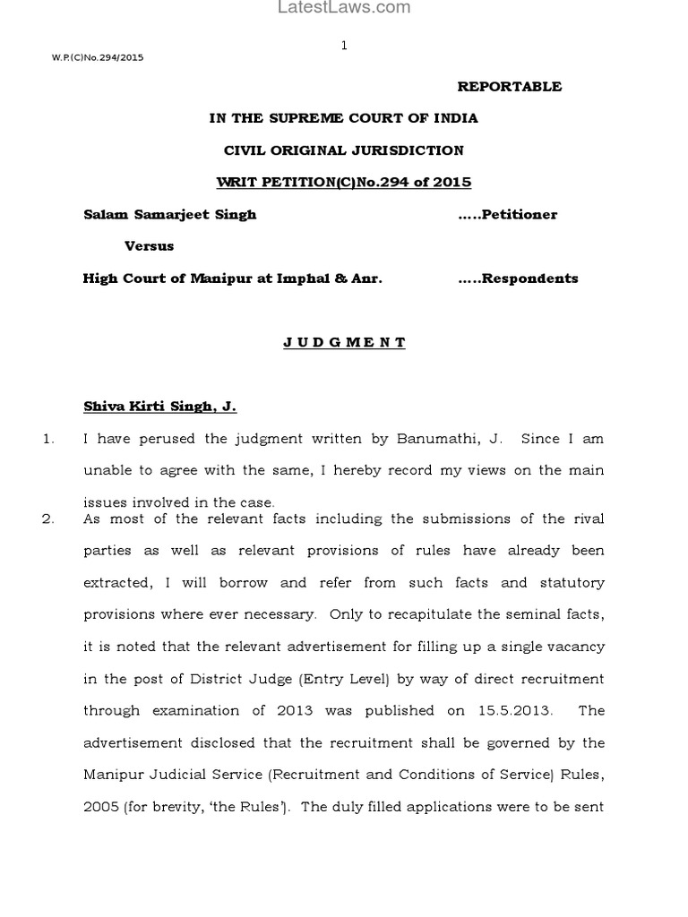 Supreme Court Judgment On Minimum Marks For Selection of District
