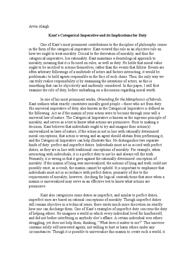 immanuel kant essay