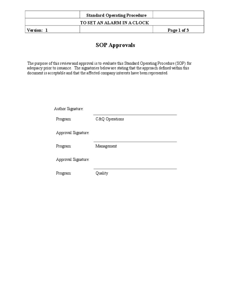 Sop Alarm Clock Pdf