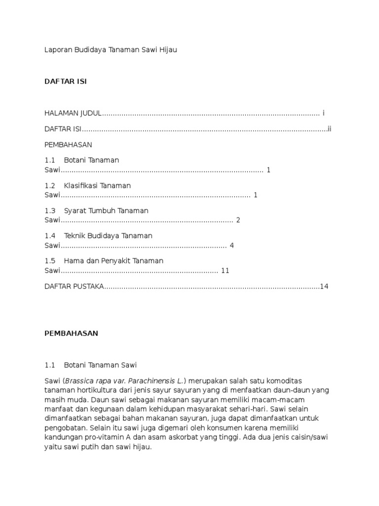 Laporan Budidaya Tanaman Sawi Hijau