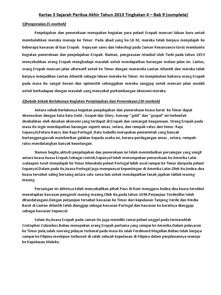 Kertas 3 Sejarah Periksa Akhir Tahun 2013 Tingkatan 4 Ver 3 Pdf