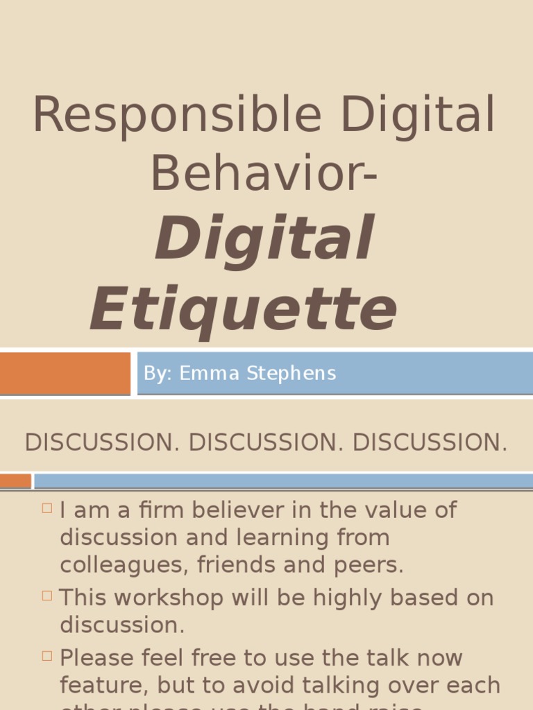 Responsible Digital Behavior - Digital Etiquette | PDF | Cognitive ...