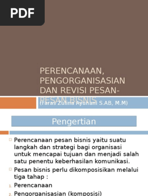 Perencanaan Pengorganisasian Dan Revisi Pesan Pesan Bisnis
