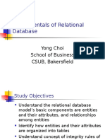 Fundamentals of Relational Database: Yong Choi School of Business CSUB, Bakersfield