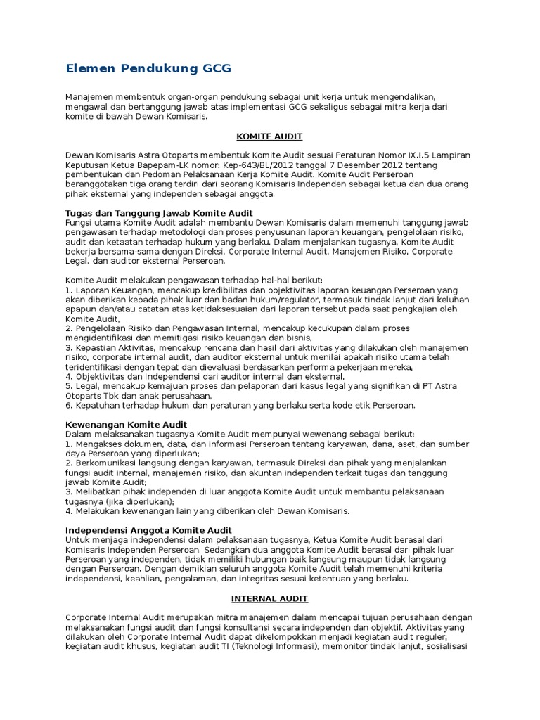 Struktur Organisasi GCG Astra International | PDF