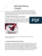 Aplikasi Bioteknologi Bidang Pengolahan Pangan