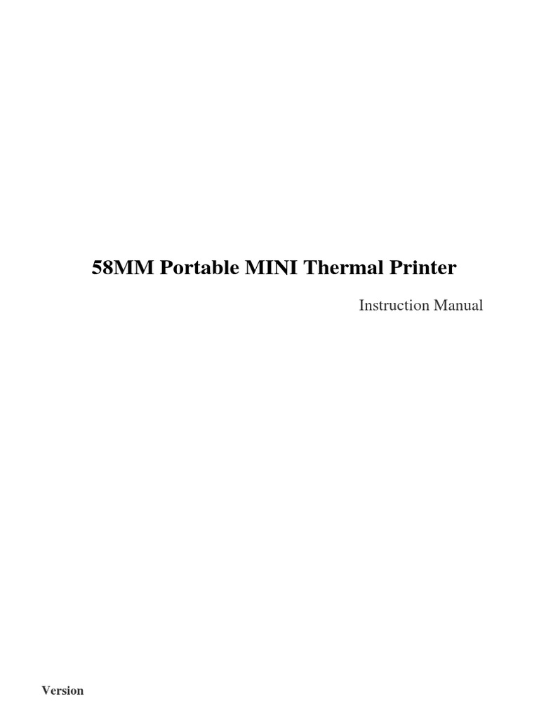 58MM Portable Mini Thermal Printer Manual | PDF | Usb | Bluetooth