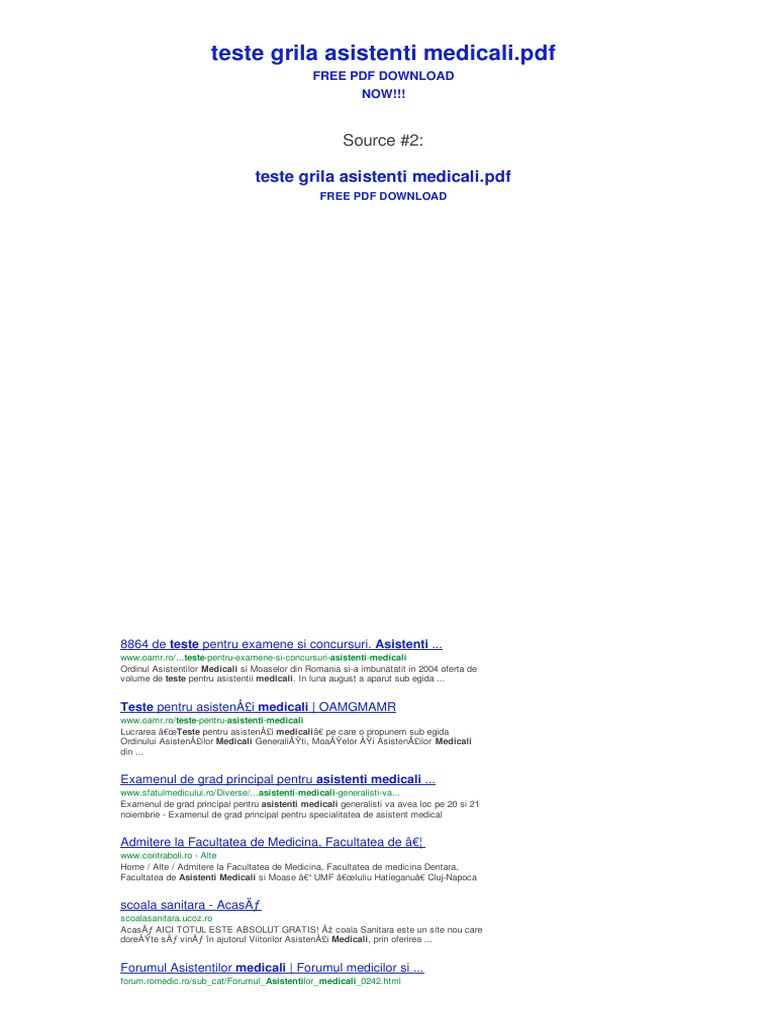 320366560 Teste Grila Asistenti Medicali Pdf