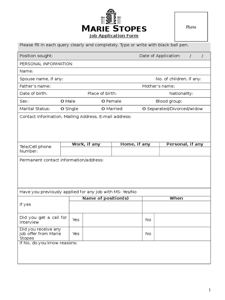 Ms Standard Application Form | PDF | Career & Growth