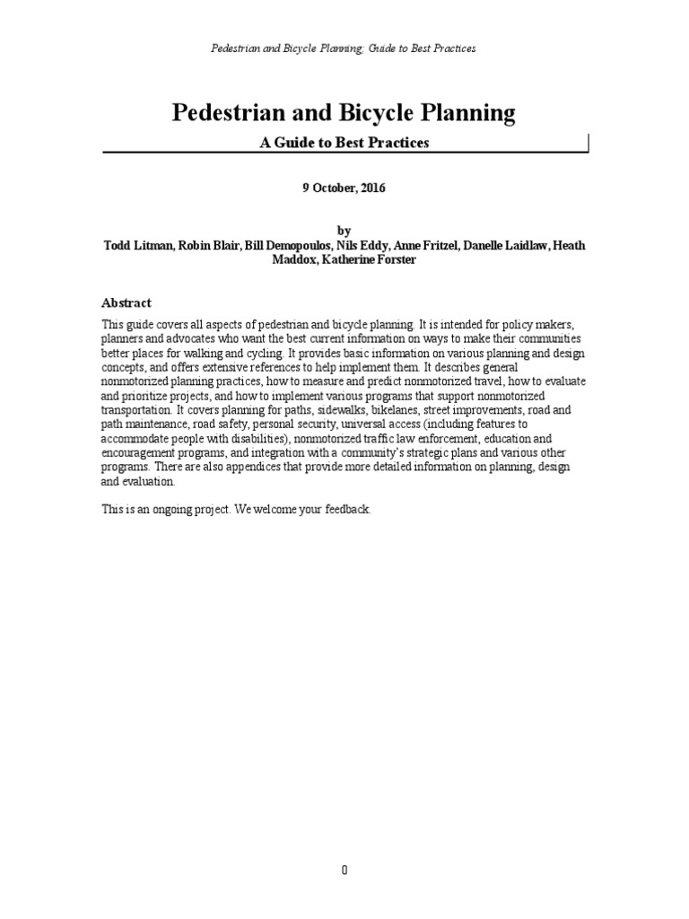 Pedestrian and Bicycle Planning: A Guide To Best Practices | PDF ...