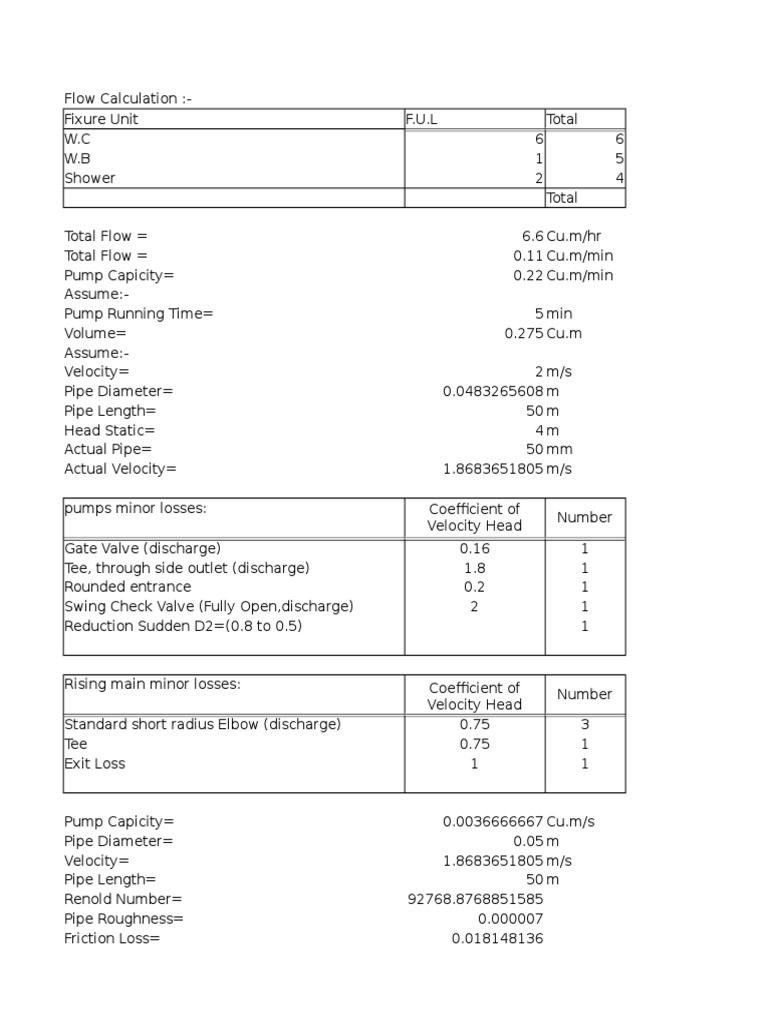 Pump Calculation PDF