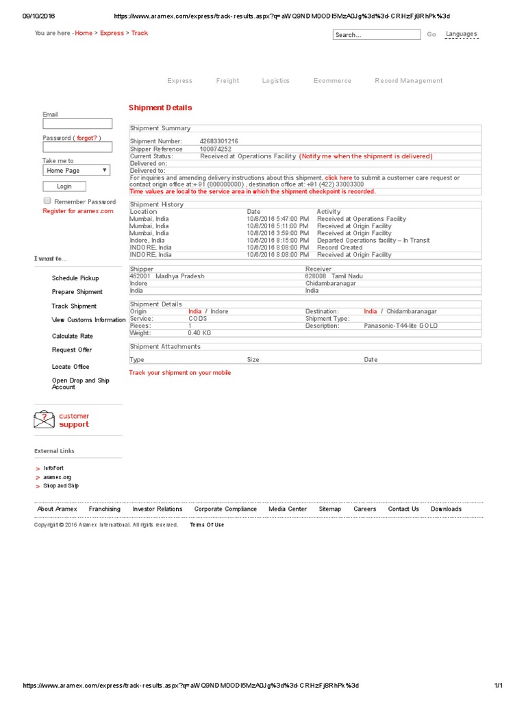 Https WWW - Aramex.com Express Track-Results PDF | PDF