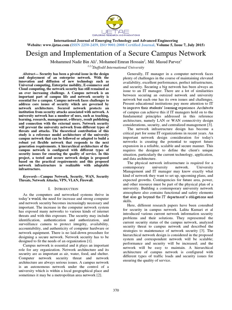 Secure Campus Network Design Guide | PDF | Virtual Private Network ...
