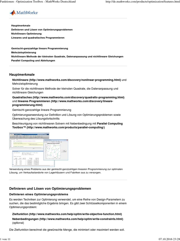 Funktionen - Optimization Toolbox | PDF