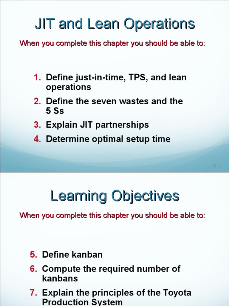 Jit and Lean MFG | PDF | Lean Manufacturing | Operations Management