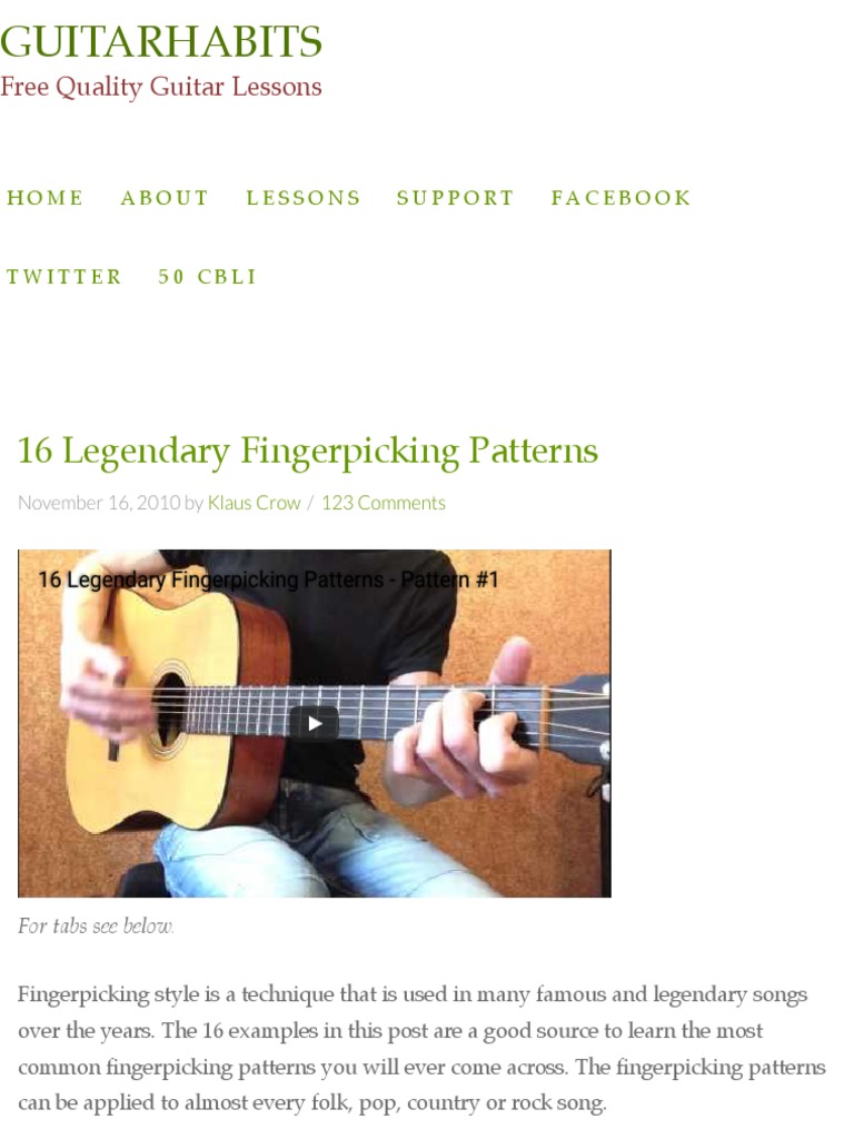 Legendary Fingerpicking Patterns | PDF | Guitars | String Instruments